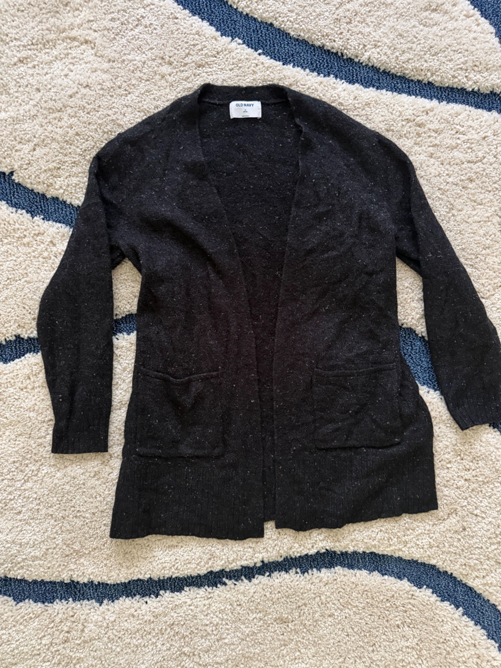 Old Navy Black Textured Open-Front Cardigan